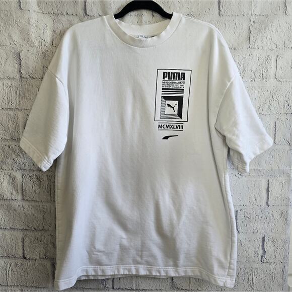 Men's Puma German Logo Tower White Crew T-Shirt Size Medium - Picture 2 of 12